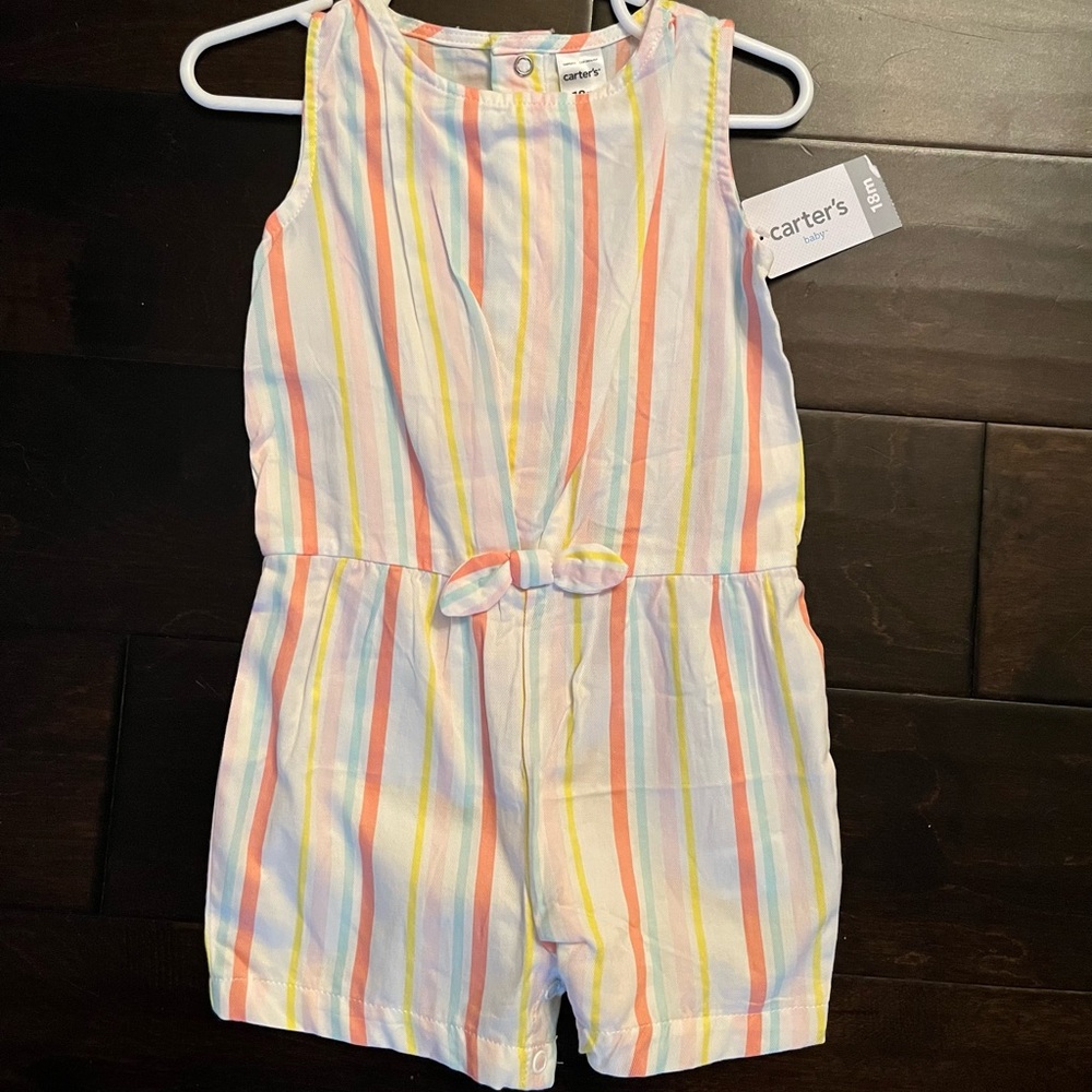 NWT Carter’s Striped Bow Romper. Size 18m